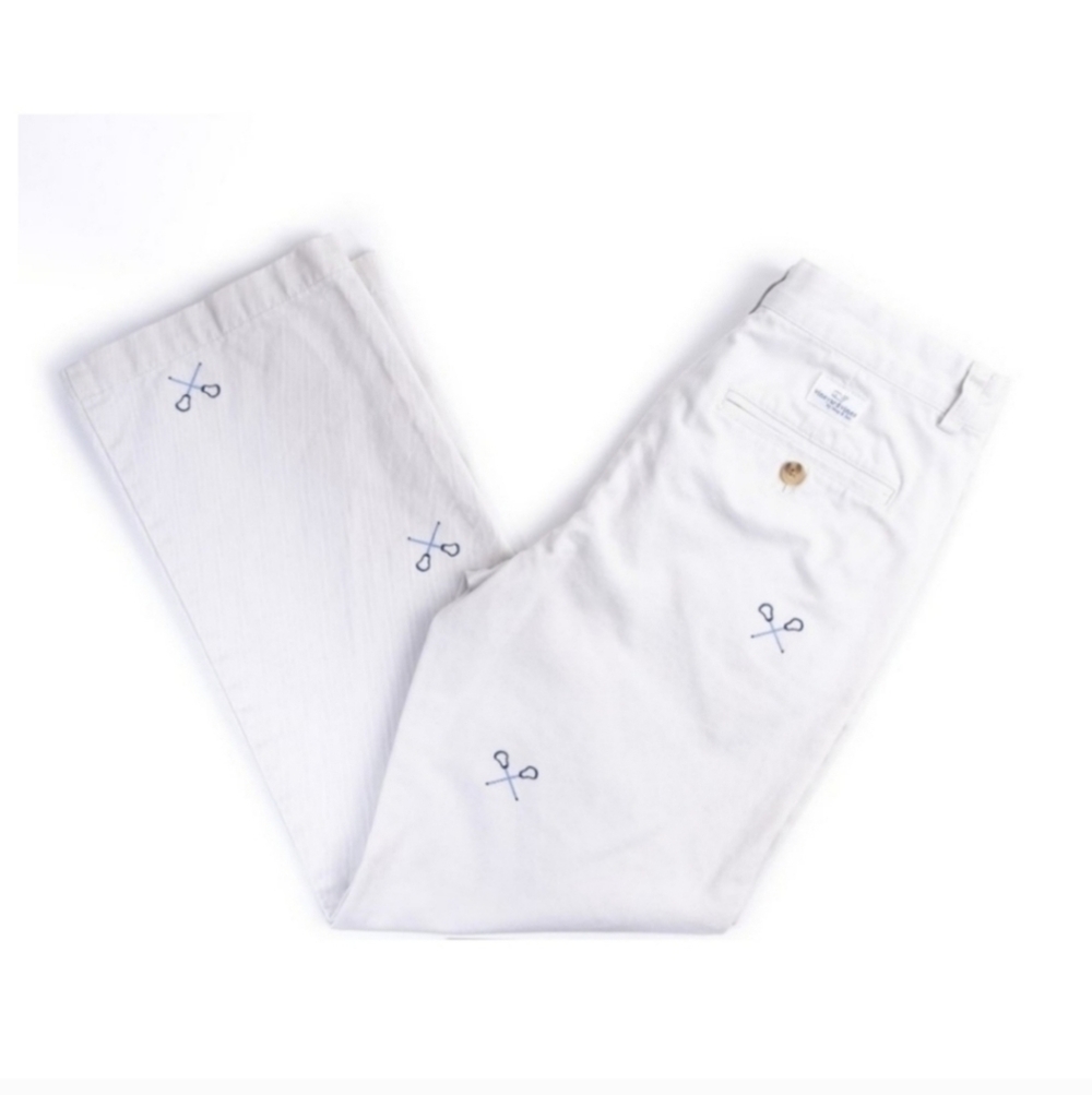 Vineyard Vines Tan Khaki Embroidered Lacrosse Straight Leg Club Pants